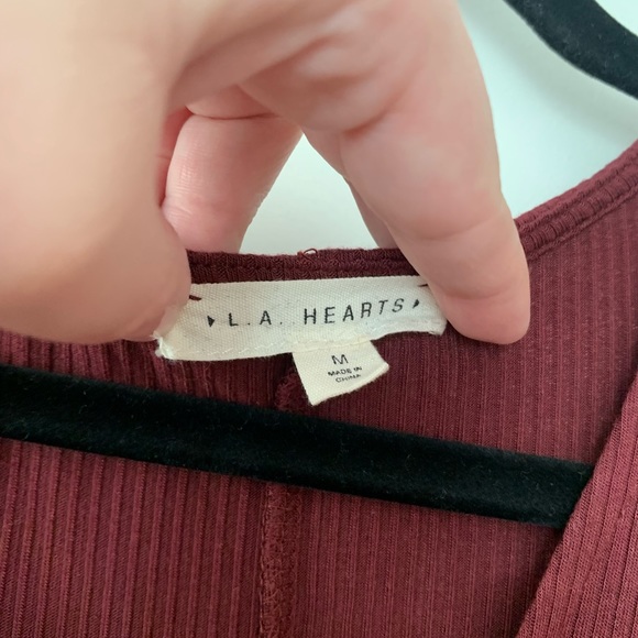 Maroon L.A. HEARTS lace up front dress - Picture 2 of 2